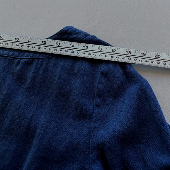 Talbots Womens Dress Size 16P  Linen Blue Knee Length Pockets V Neck Lagenlook - Picture 15 of 16